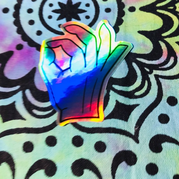 OK Hand Metallic Prismatic Reflective Single Decor Sticker - Picture 2 of 13